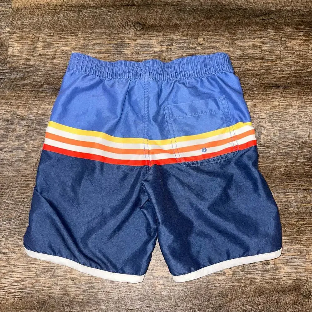 Hanna Andersson Board Shorts Lake Blue Multi Striped Swim Trunks Size 5